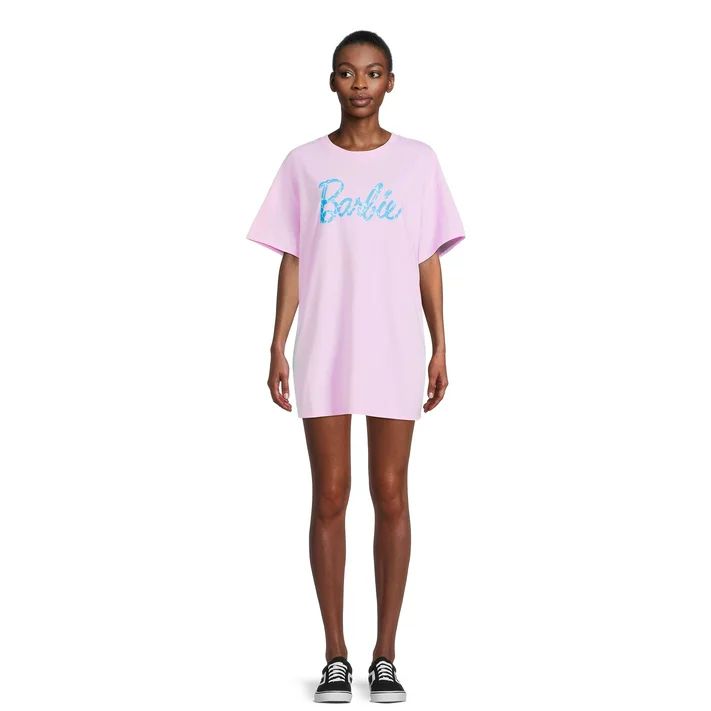 Barbie ™ Women's Graphic Print Boyfriend T-Shirt Swimsuit Cover Up - Walmart.com | Walmart (US)