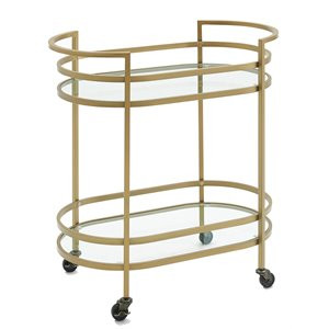 Crosley Furniture Bailey Modern Steel Metal Bar Cart in Gold | Cymax