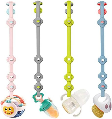 SMAUTOLIFE Toy Safety Straps 4PK Stretchable Silicone Pacifier Clips Baby Toddler Teether Bottle ... | Amazon (US)