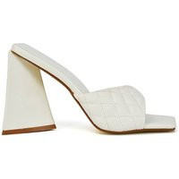 'Maylin' Quilted Square Toe Sculptured Flared High Heels | PrettyLittleThing UK