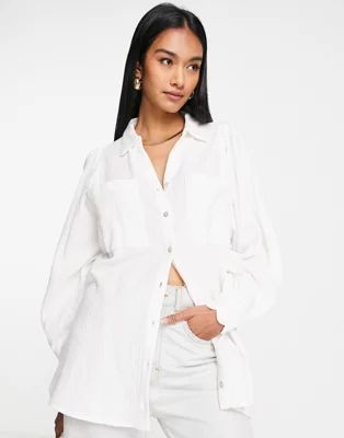 Topshop casual shirt in ivory | ASOS (Global)