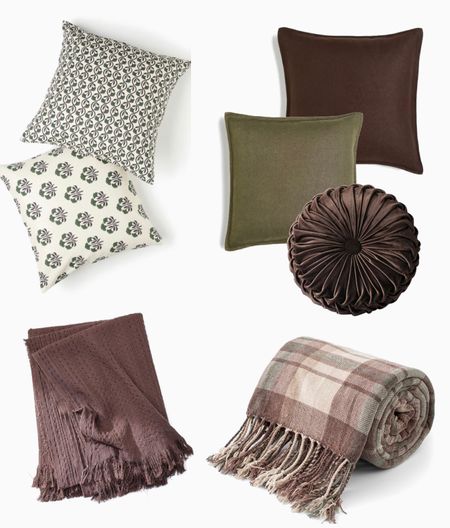 Chocolate brown and dark green cushions and throws. Fall decor  

#LTKSeasonal #LTKunder50 #LTKhome