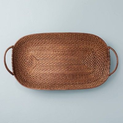 Dark Rattan Décor Tray with Handles Brown - Hearth & Hand™ with Magnolia | Target