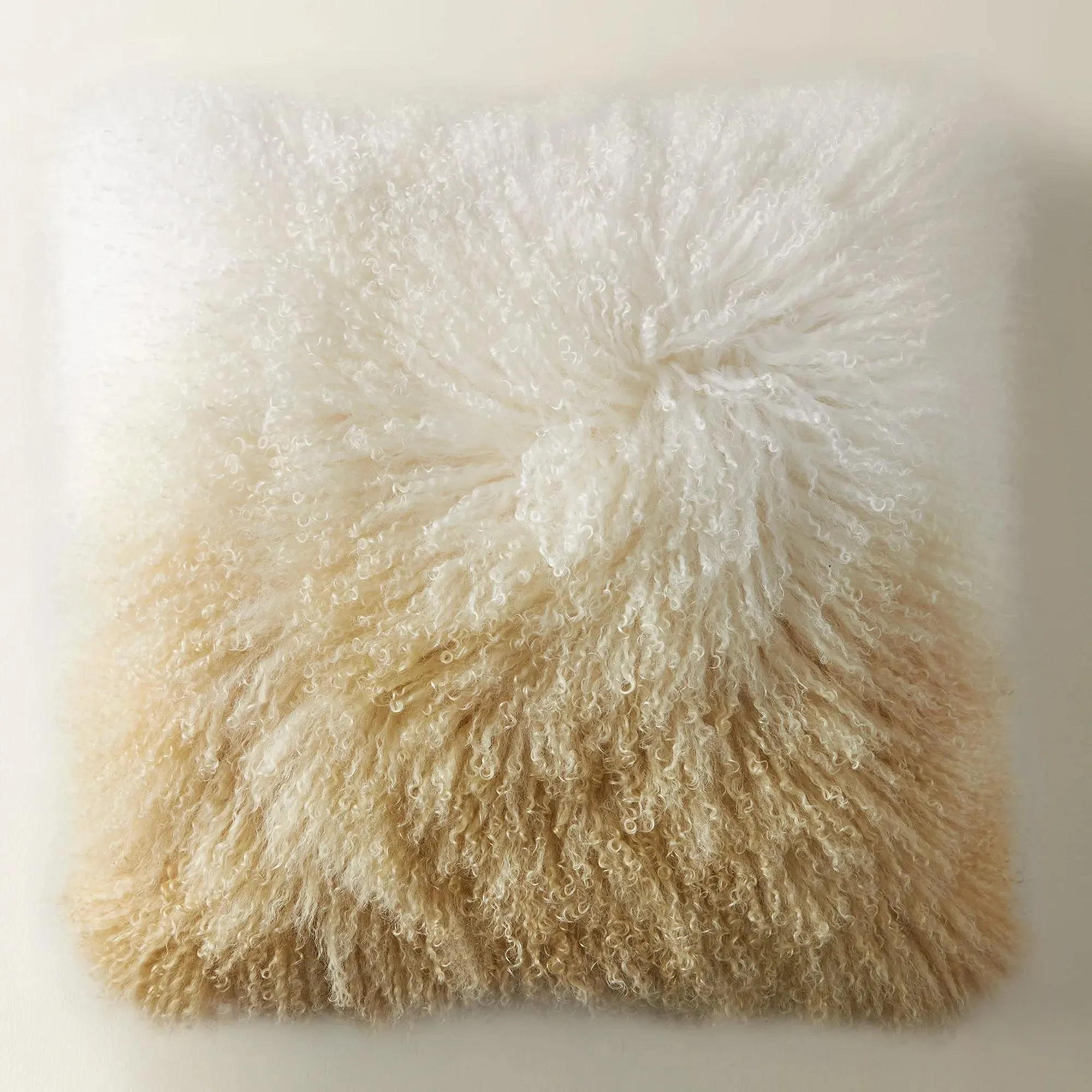 Ombre Mongolian Pillow 22" | White Gold | Pillows | Z Gallerie | 22" Sq | 100% Mongolian Lamb Fur | Z Gallerie