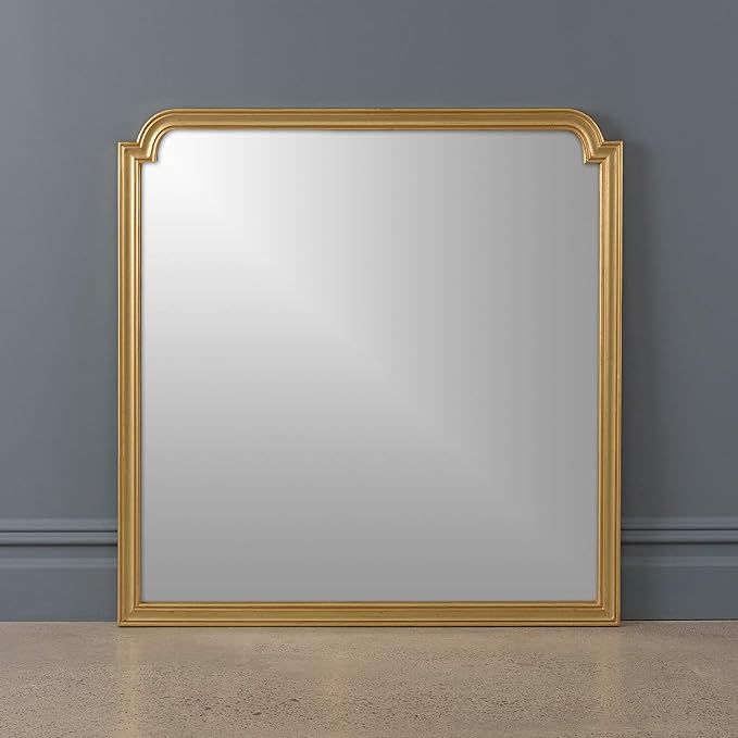 Best Home Fashion Square Notched Corner Mirror - Gold Finish Wood Frame - 35” W x 35” H | Amazon (US)