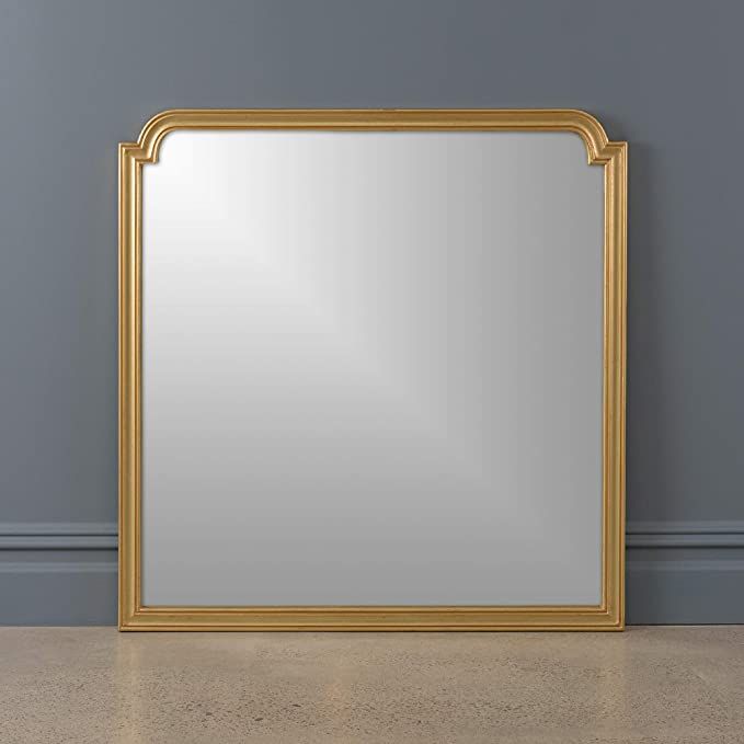 Best Home Fashion Square Notched Corner Mirror - Gold Finish Wood Frame - 35” W x 35” H | Amazon (US)