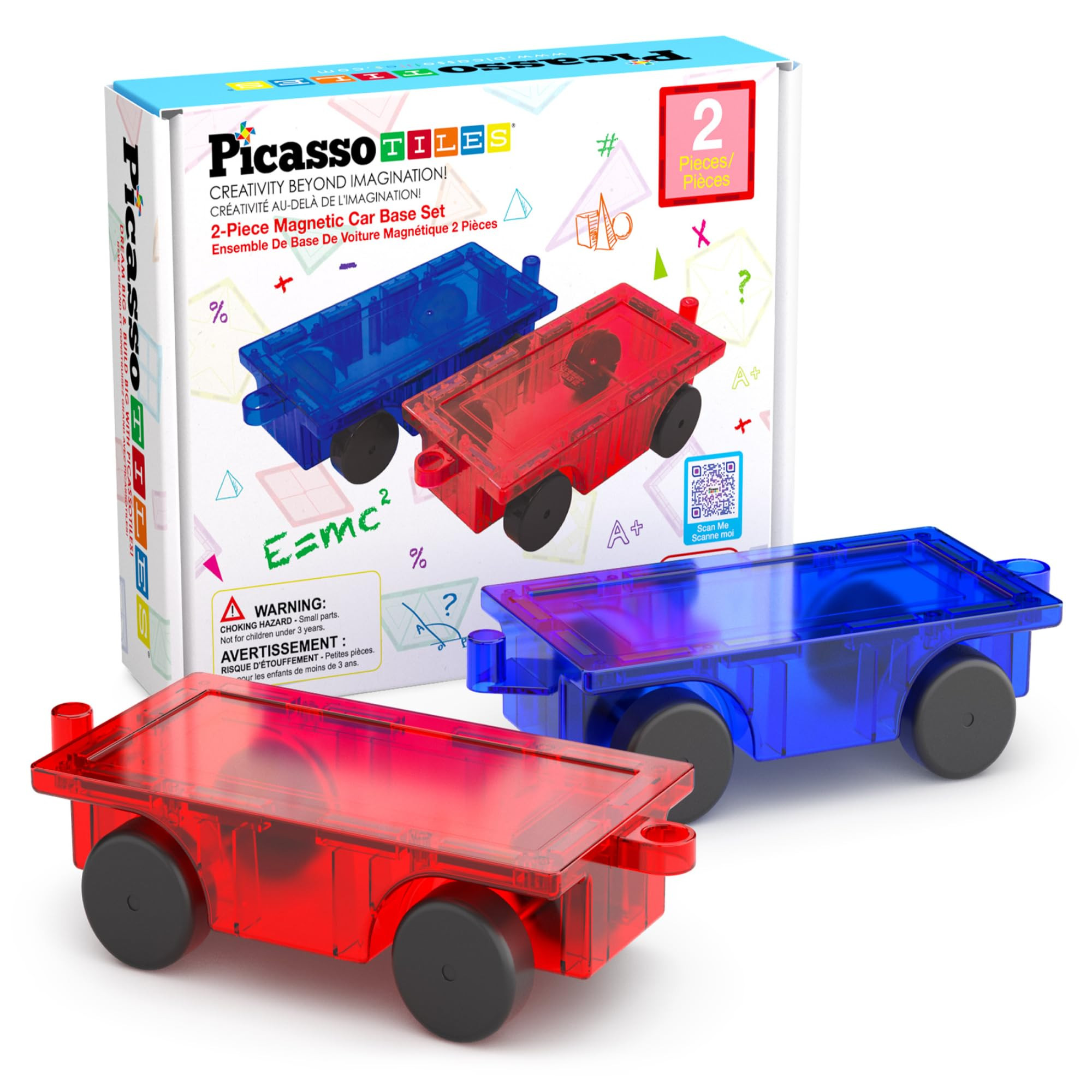 PicassoTiles Magnetic Tile Toy Set Vehicle for 2 Piece Car Truck Construction Kit Building Blocks... | Amazon (US)