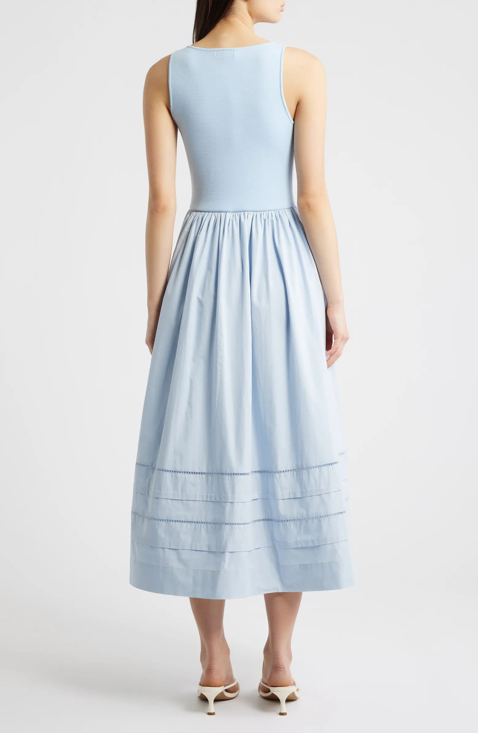 Sleeveless Mixed Media Midi Dress | Nordstrom