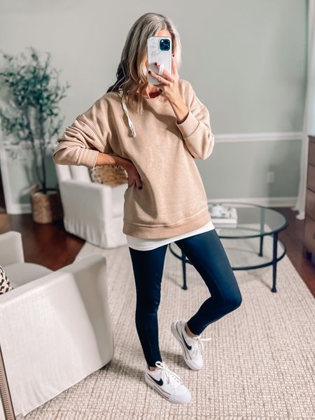Loving these Nike Legacy sneakers fit true to size. In a small in sweatshirt and a medium in tank top and fleece lined leggings 
Casual outfit 
Winter outfit 
Fall outfit idea 
Leggings outfit 

#LTKunder50 #LTKstyletip #LTKSeasonal