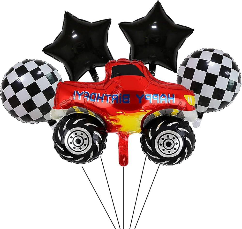 Monster Truck Party Balloons Supplier 5PCS Monster Truck Foil Balloons for Kids Birthday Baby Sho... | Amazon (US)