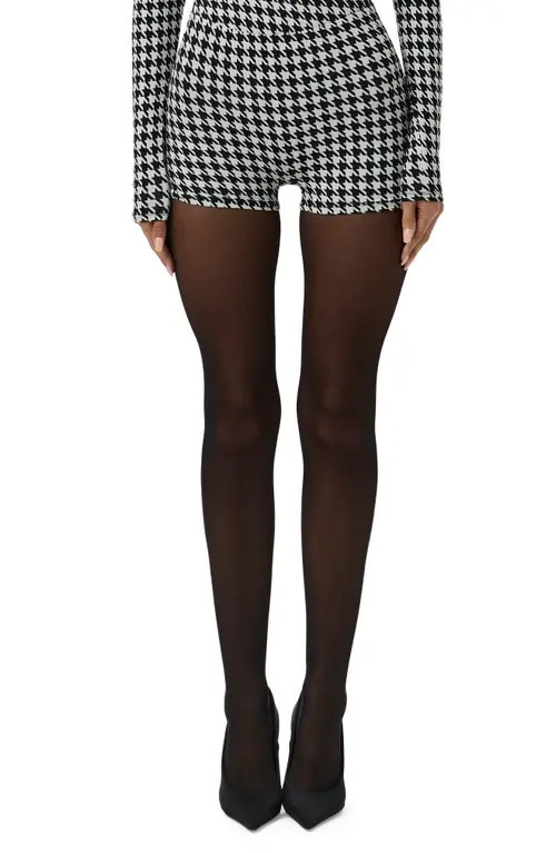 Naked Wardrobe Naked Houndstooth Check Hot Shorts in Houndstooth Black/White at Nordstrom, Size Medium | Nordstrom
