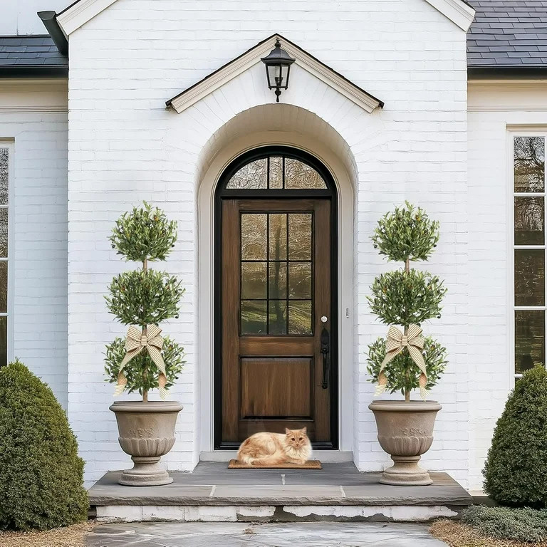 5FT Artificial Olive Triple Ball Topiary Trees with Moss & Inner Pot, Outdoor Indoor Realistic Fa... | Walmart (US)