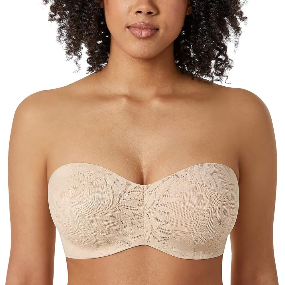 AISILIN Women's Strapless Bra for Big Bust Minimizer Unlined Underwire Plus Size Lace Bandeau | Amazon (US)