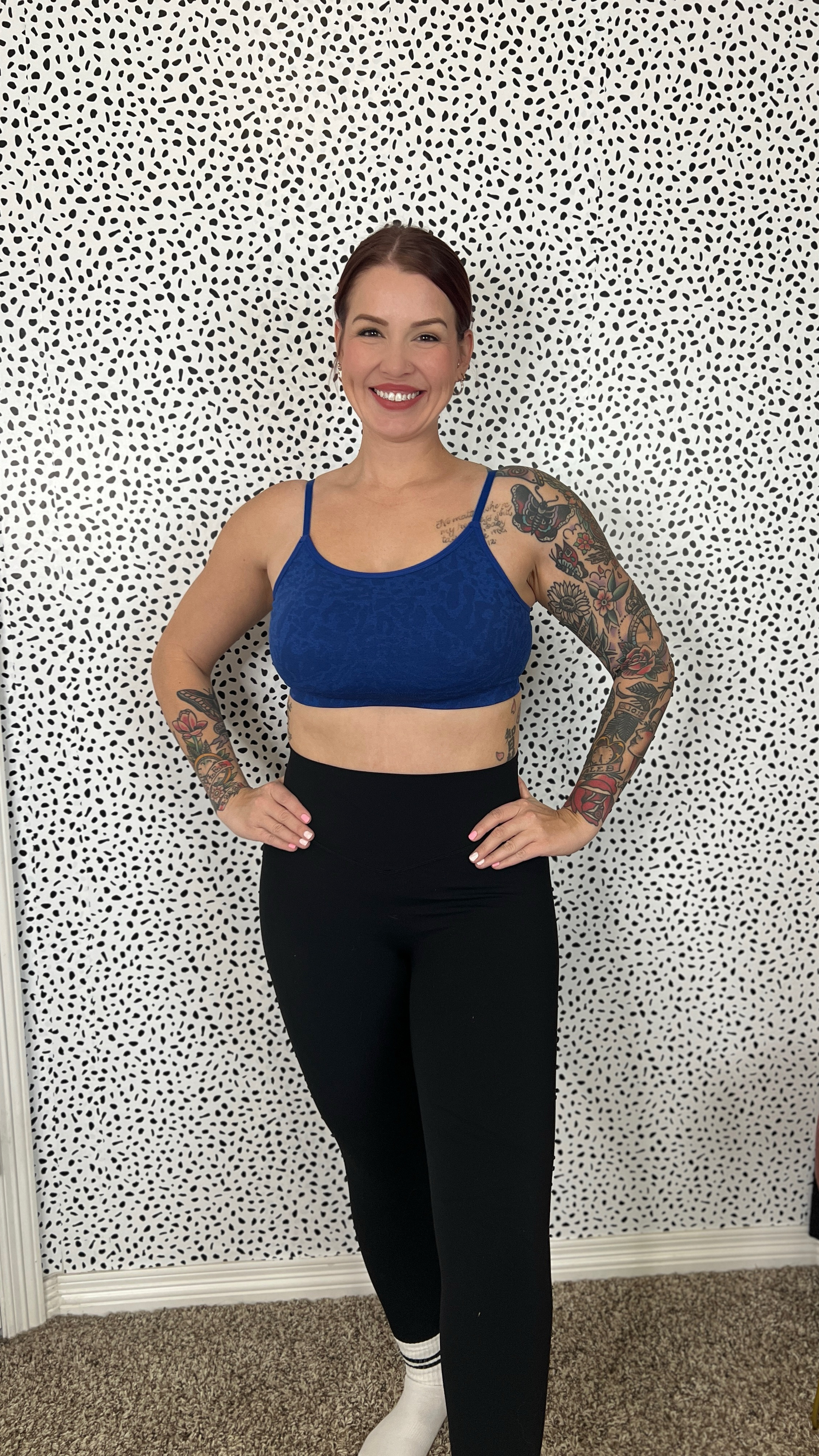 The new AOXJOX animal print sports bra 😍 and Amazon leggings (my go-to brand) today for my Pilates workout 🫶🏼 

I’m wearing a XL in the sports bra and a large in the leggings.
I’m 5’7 and 170 lbs.

#LTKActive #LTKFindsUnder50 #LTKMidsize