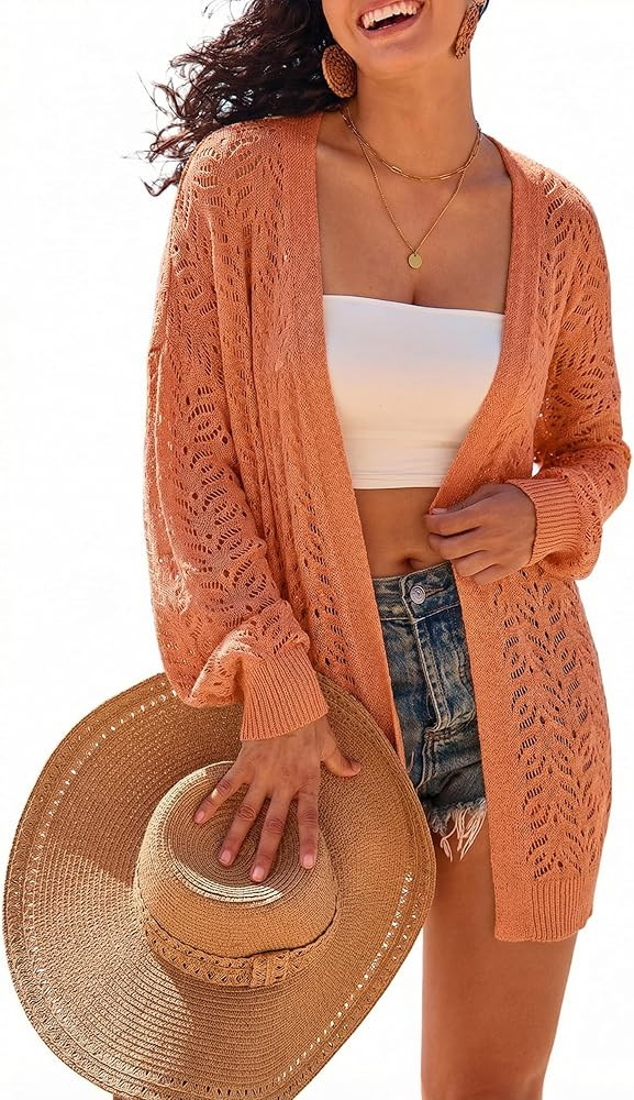 Arach&Cloz Women's Oversized Crochet Summer Cardigan Lightweight Beach | Amazon (US)