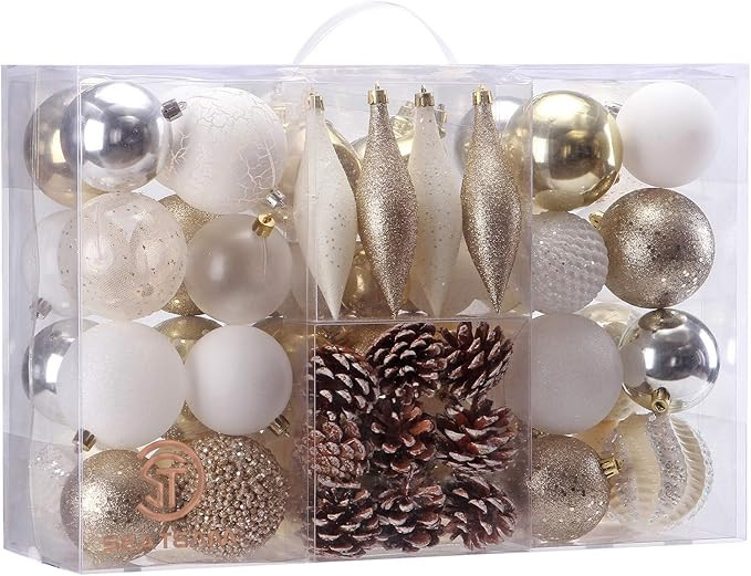 Sea Team 73 Pieces of Assorted Shatterproof Christmas Ball Ornaments Set Seasonal Decorative Hang... | Amazon (US)