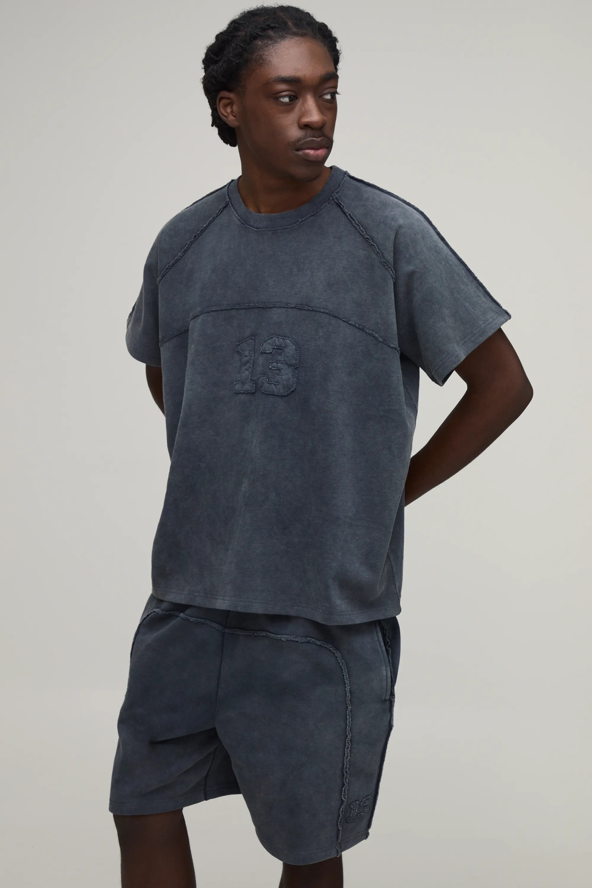 Oversized Boxy Short Sleeve Raglan T-Shirt & Short Set | boohooMAN (US & Canada)