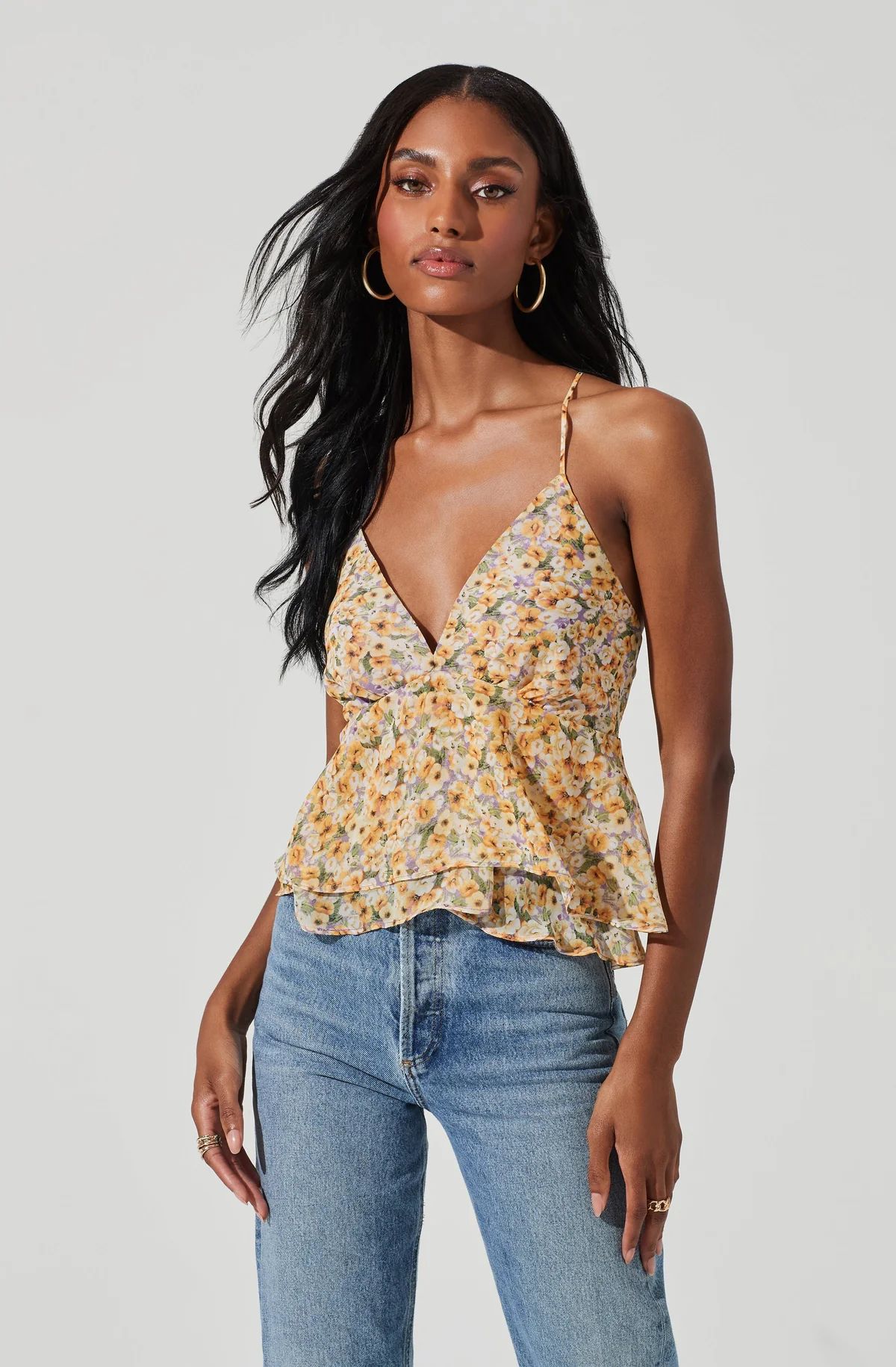 Floral Two Tiered Strappy Cami | ASTR The Label (US)