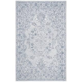SAFAVIEH Micro-Loop Light Blue/Ivory 5 ft. x 8 ft. Border Area Rug-MLP504M-5 - The Home Depot | The Home Depot