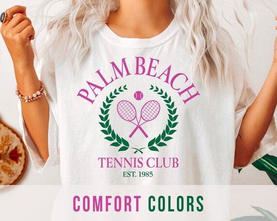 Palm Beach Tennis Club Shirt Comfort Colors Tshirt Hamptons | Etsy Canada | Etsy (CAD)