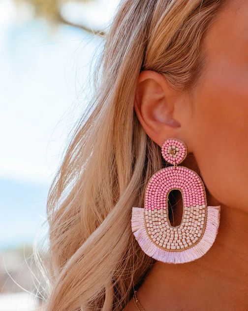 Briley Beaded Fringe Statement Earrings - Pink | VICI Collection