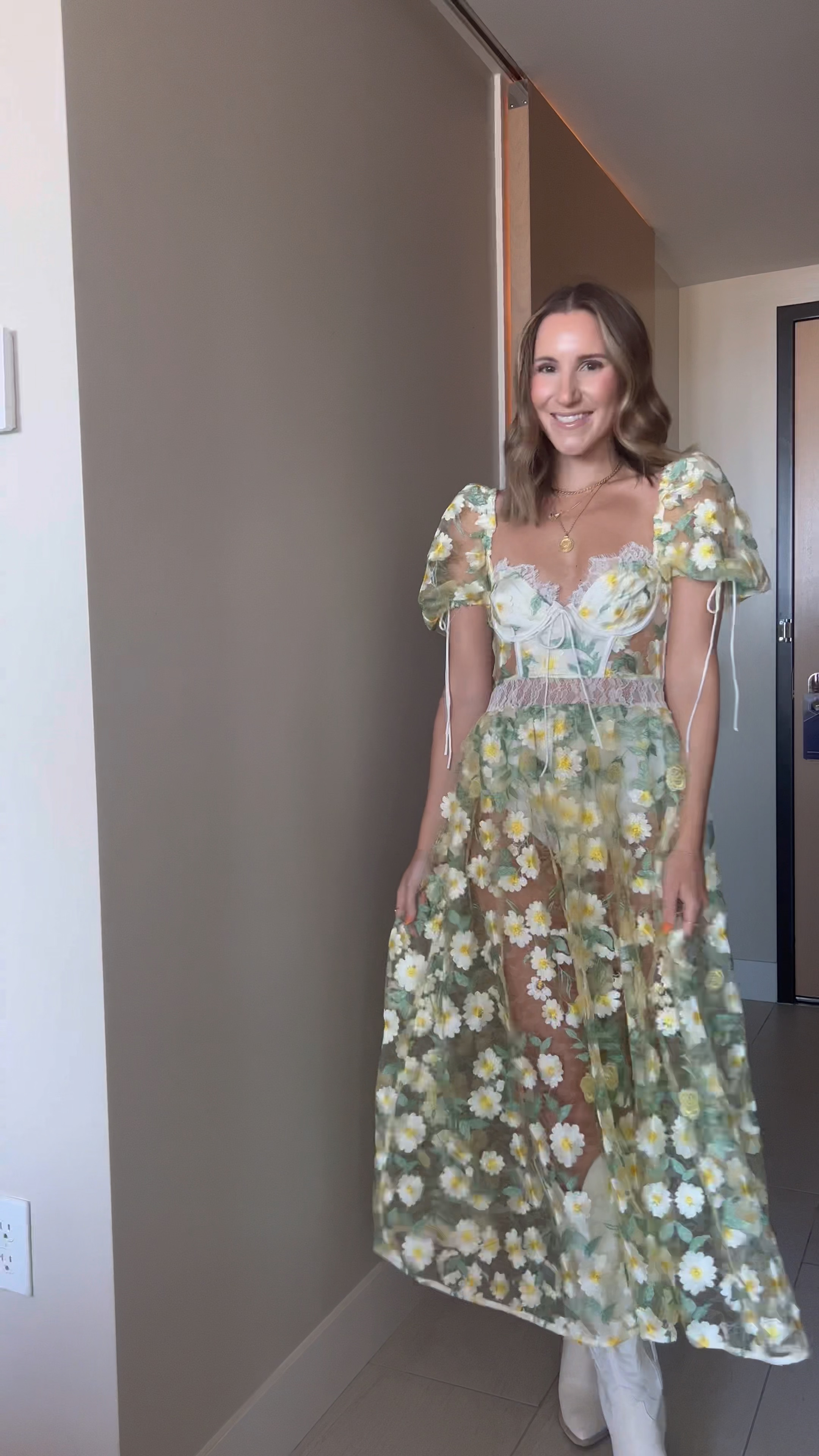 knee length dresses for ladies For Love & Lemons Billie Pointelle Midi Dress – Shop at the Mix main image 0