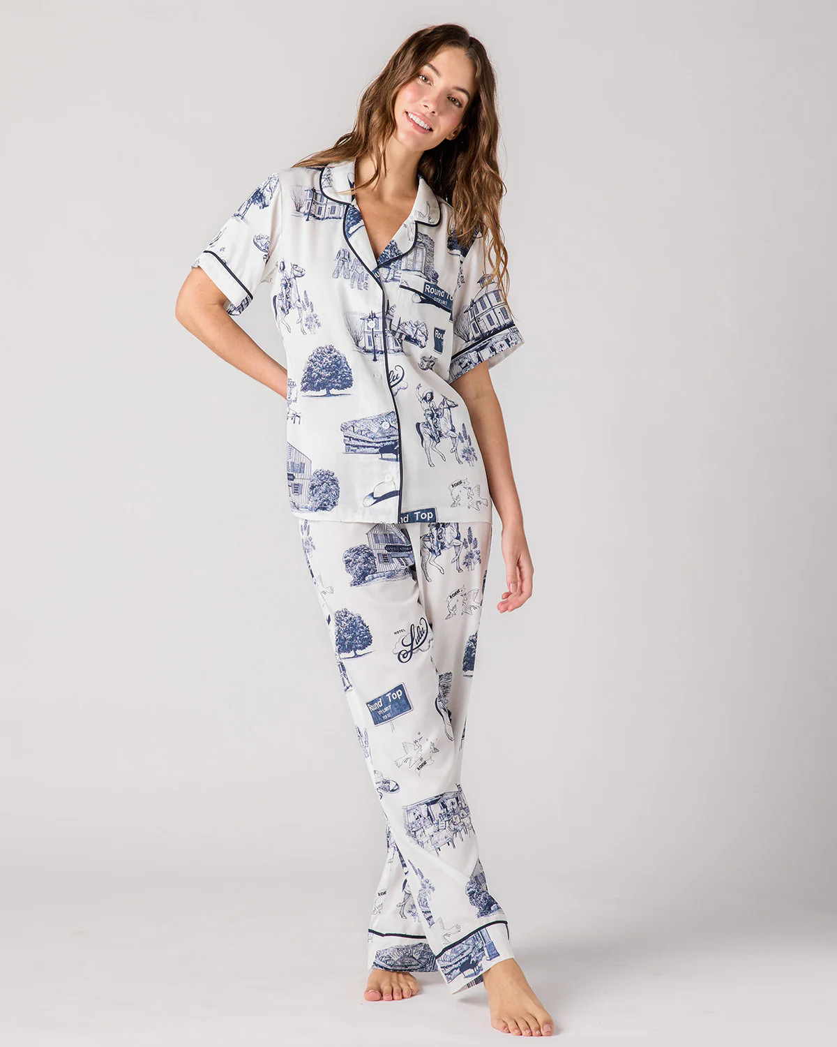 Round Top Toile Pajama Pants Set | Katie Kime Inc