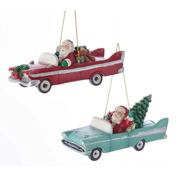 Kurt Adler Santa Driving Retro Car  Holiday Ornaments Set of 2 Mid Century Style - Walmart.com | Walmart (US)