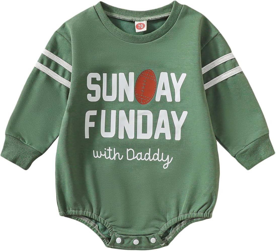 Baby Football Outfits Boy Girl Football Season Romper Long Sleeve Top Sweater Onesie Newborn Clot... | Amazon (US)