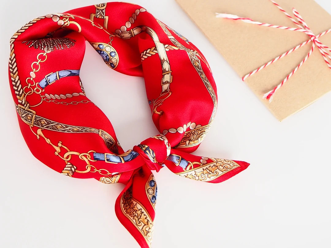 100% Silk Red Silk Scarf Women, Square Head Scarf, Hair Scarf, Black Bandana, Casual Red Neck Sca... | Etsy (UK)