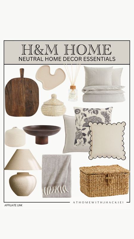 H&M home neutral home decor, H&M home, neutral decor, neutral pillows, throw pillows, bedspread, duvet cover, lamp, neutral lamp, ceramic vases, styling elements, coffee table decor, entryway decor, living room decor, bedroom decor. 

#LTKFindsUnder100 #LTKStyleTip #LTKHome