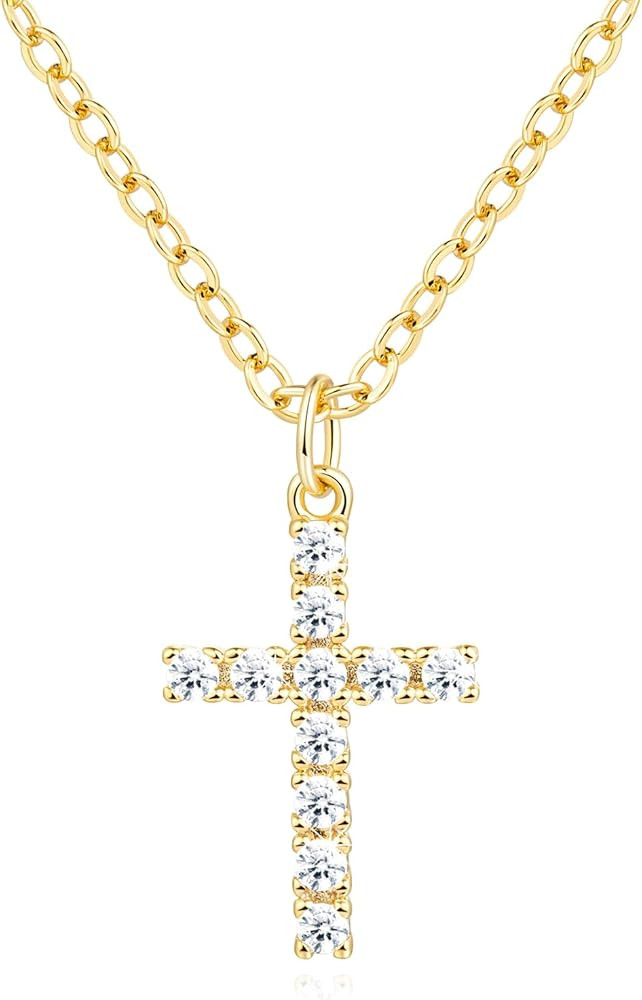 Gold Cross Necklaces for Women 14K Gold Cross Pendant for Women Faithful Cross Gold Necklace for ... | Amazon (US)