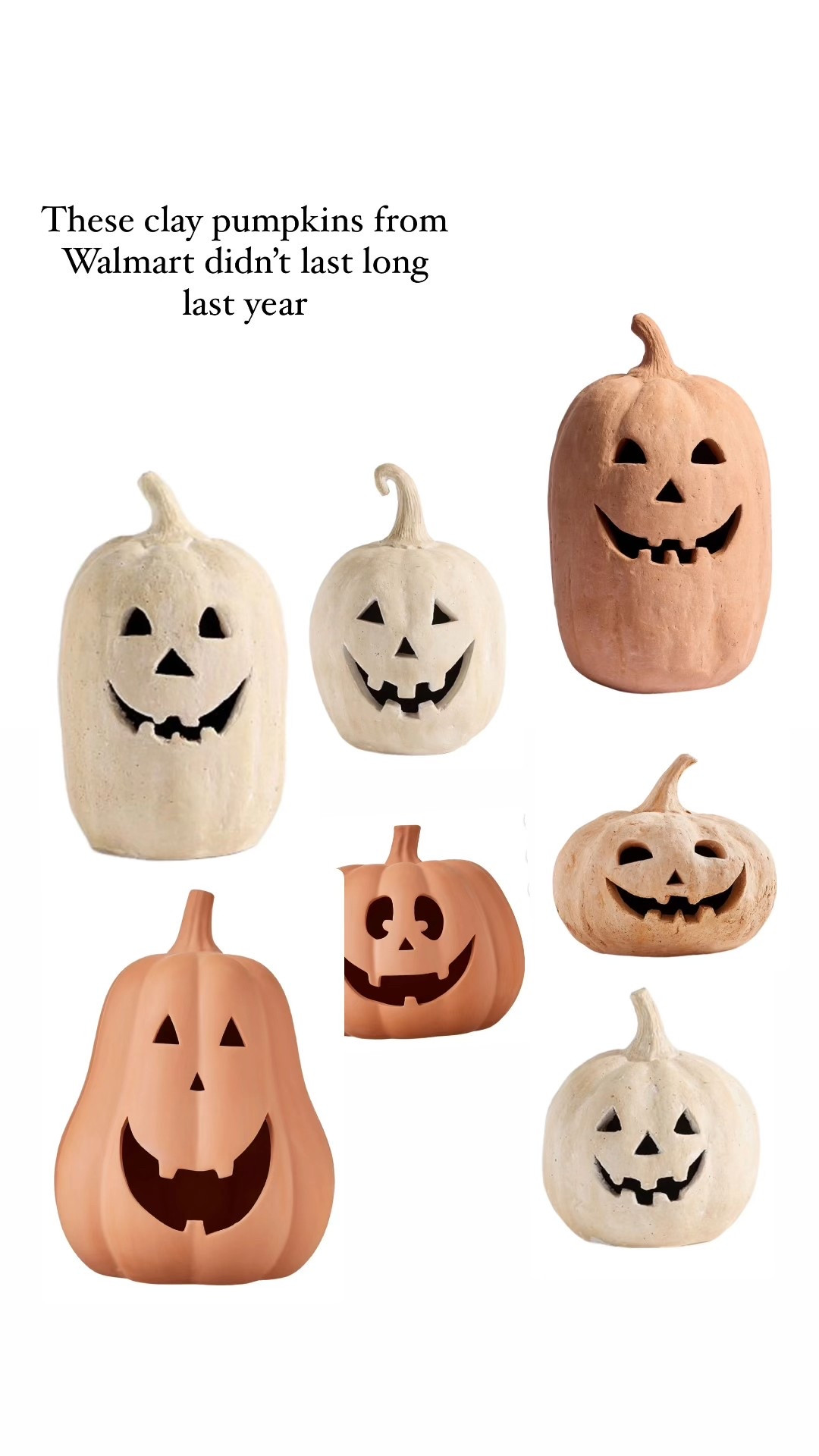 These clay pumpkins from Walmart didn’t last long last year! The cutest Halloween / fall decorations 

#LTKSeasonal #LTKautumn #LTKHome