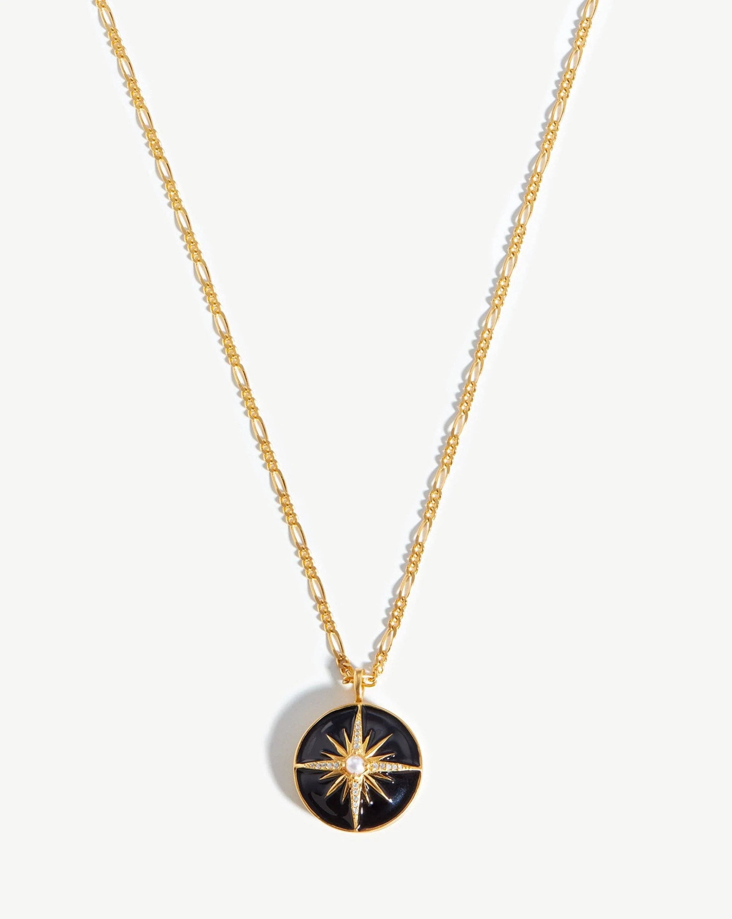 Harris Reed Rising Star Locket Necklace | 18ct Gold Plated/Pearl & Bla | Missoma