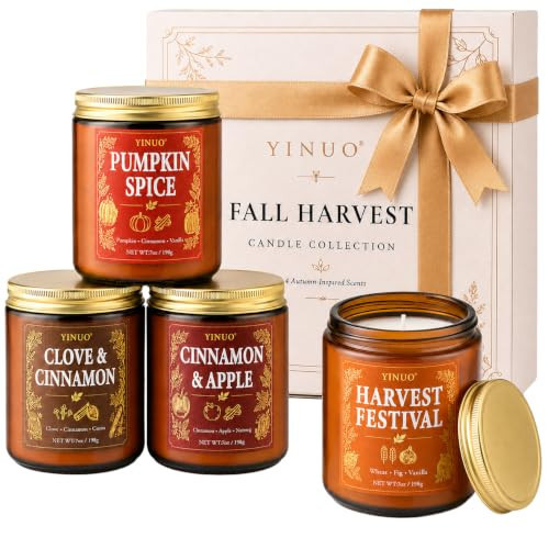 Fall Scented Candles Gift Set, 4 Pack Soy Coconut Wax Pumpkin Candle Set | Amazon (US)