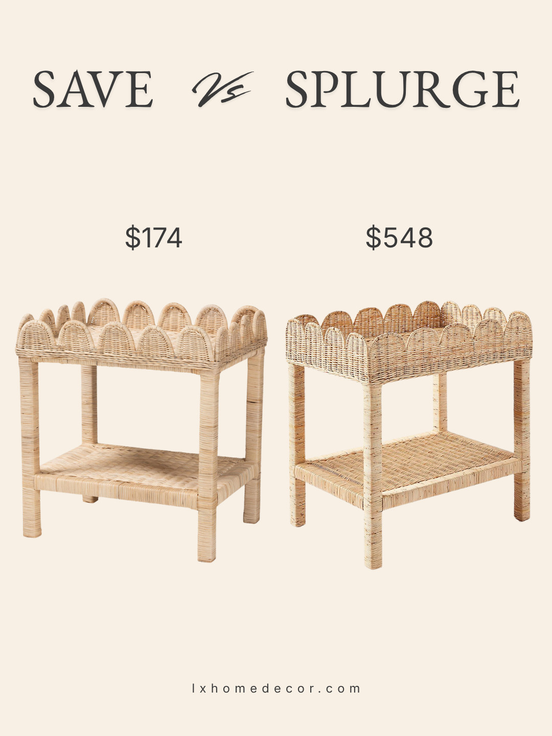 This designer look for less is such a good find 🤍✨ The same dreamy rattan texture and scalloped details for a fraction of the splurge price. It adds that effortless coastal, elevated feel to any corner without breaking the budget. 🌿

#DesignerDupe #HomeDecorFinds #CoastalDecor #InteriorInspo 

 #LTKOver40 #LTKHome #LTKSaleAlert