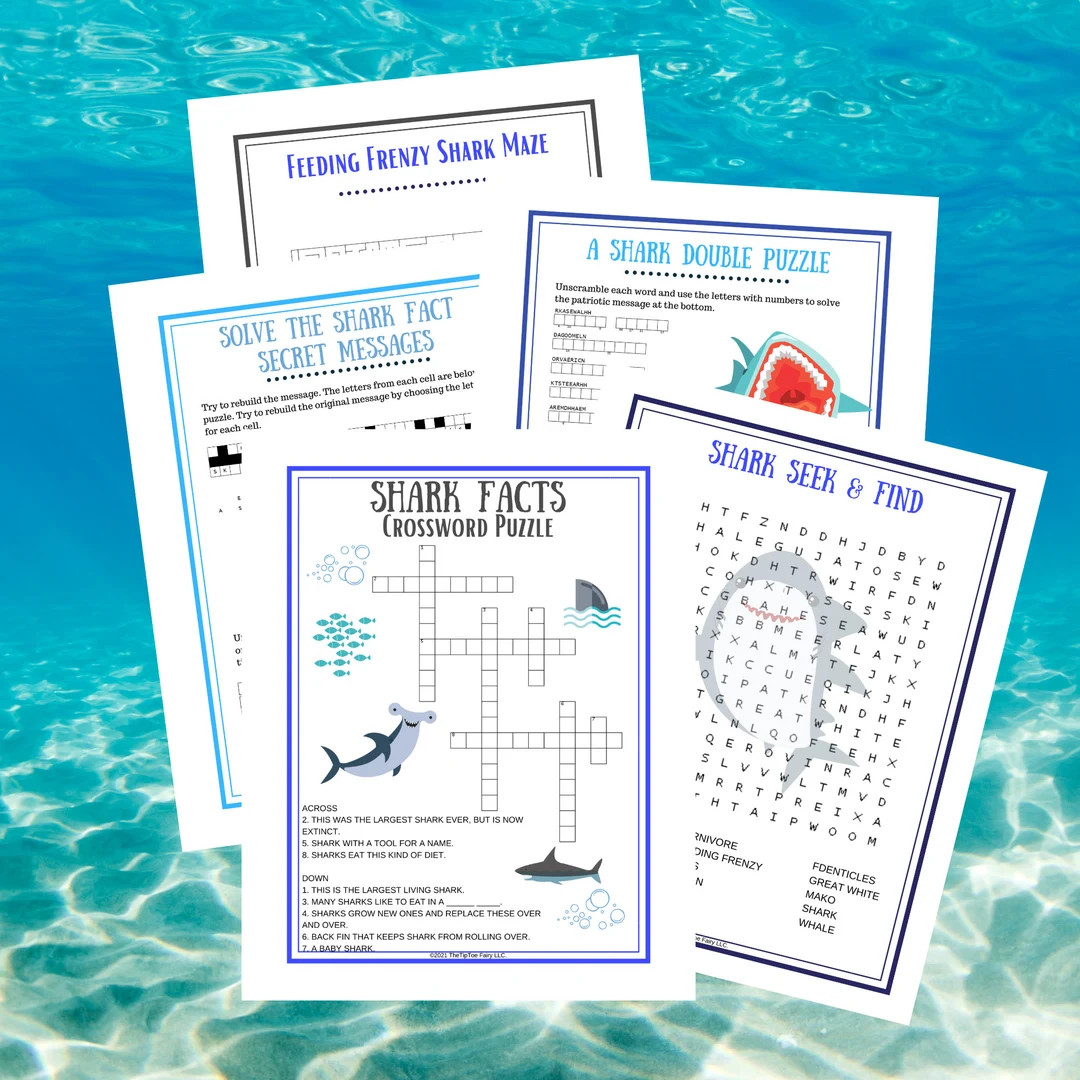 Shark Activity Puzzles - Digital Download - Ocean | Under the Sea | Fish - PDF - Etsy | Etsy (US)