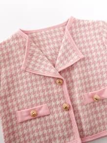 Toddler Girls Houndstooth Button Detail Jacket & Skirt
   SKU: sk2109154734448718      
         ... | SHEIN