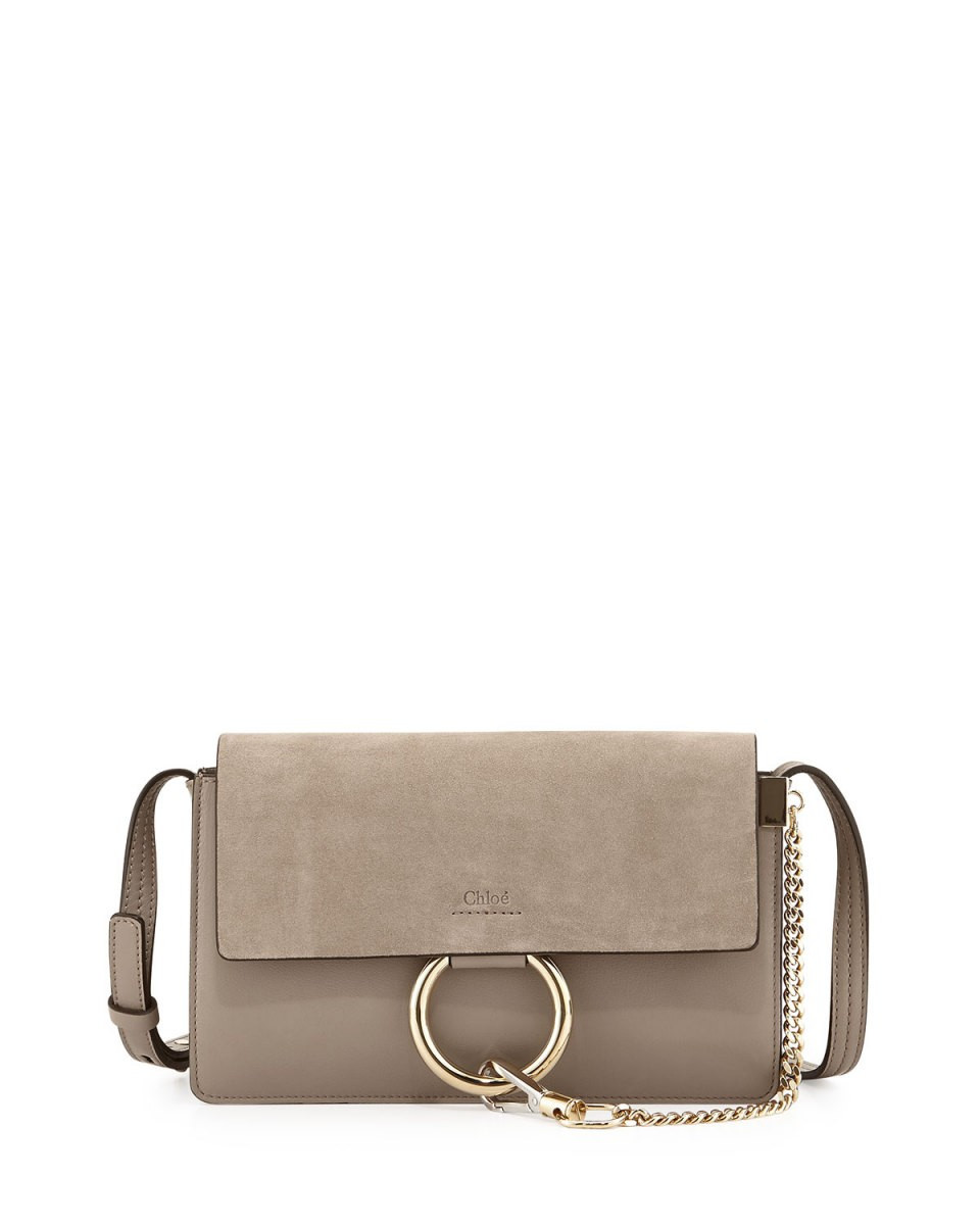 Chloe Faye Small Suede Shoulder Bag, Gray | Neiman Marcus