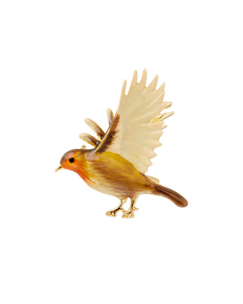 Fable England Enamel Flying Robin Brooch in Multi & Gold at Nordstrom | Nordstrom