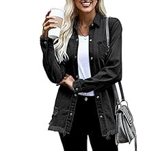 Dokotoo Women's Oversized Denim Jacket Casual Long Boyfriend Distresse Jean Jacket Autumn Spring | Amazon (US)