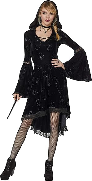 Spirit Halloween Adult Celestial Coven Hooded Dress | Easy Halloween Costume | Black Full-Length ... | Amazon (US)