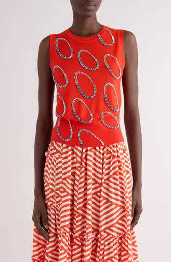 Taja Ellipses Crystal Embellished Sleeveless Merino Wool Sweater | Nordstrom