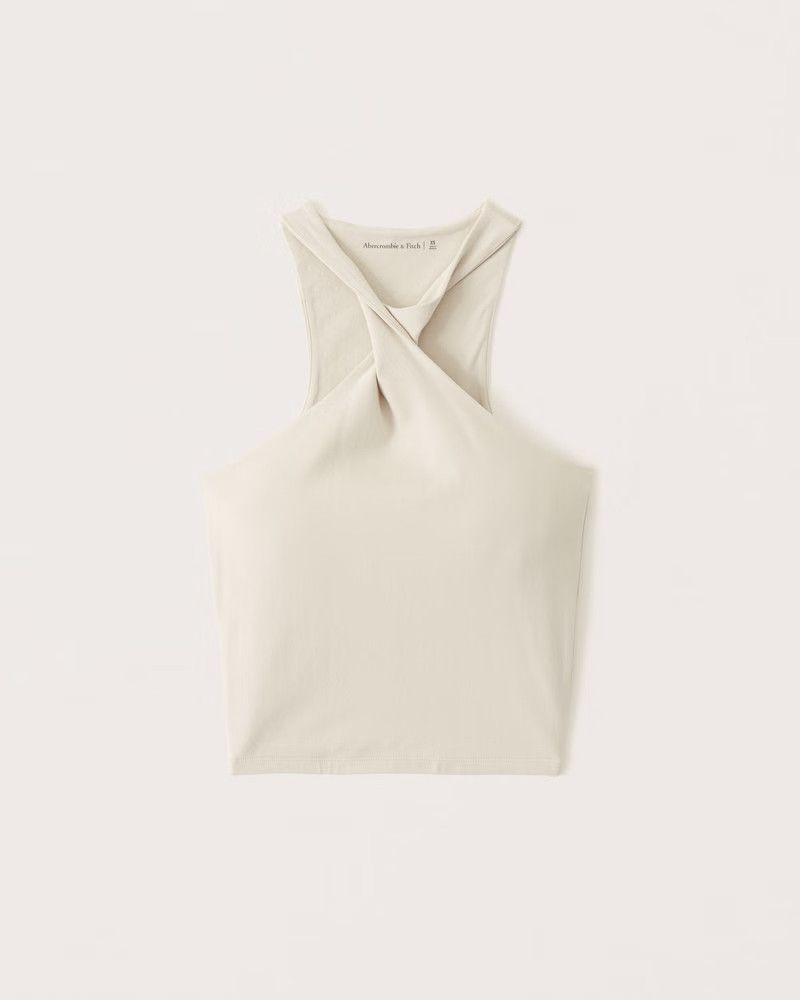 Cotton Seamless Fabric Twist Top | Taupe Top | Beige Top | Abercrombie & Fitch (US)