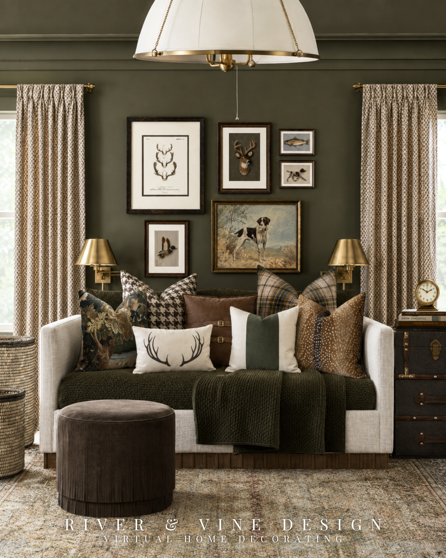 The difference between a kids’ room that feels themed and one that feels collected is how you layer the playful details.

Instead of making every piece match, this modern traditional kids’ room repeats the same olive green, warm brown and cream palette across the pillows, artwork, curtains and rug. Mixing checks, florals and animal motifs within that controlled color story adds personality without making the room feel busy. The neutral upholstered seating creates a foundation that can easily change as their interests do.

Find the complete product edit—from the pillows and lighting to the animal artwork and storage pieces—to recreate this layered look.

modern traditional kids room, olive green kids room, kids room gallery wall, woodland kids room decor, animal art for kids room, kids room throw pillows, heritage inspired kids room, neutral kids room rug

I may receive a commission from purchases made through my links.
 

 #LTKHome #LTKKids