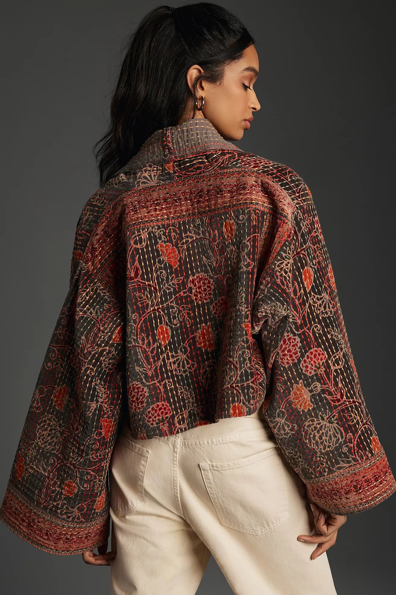 Pilcro Quilted Velvet Cardigan Coat | Anthropologie (US)