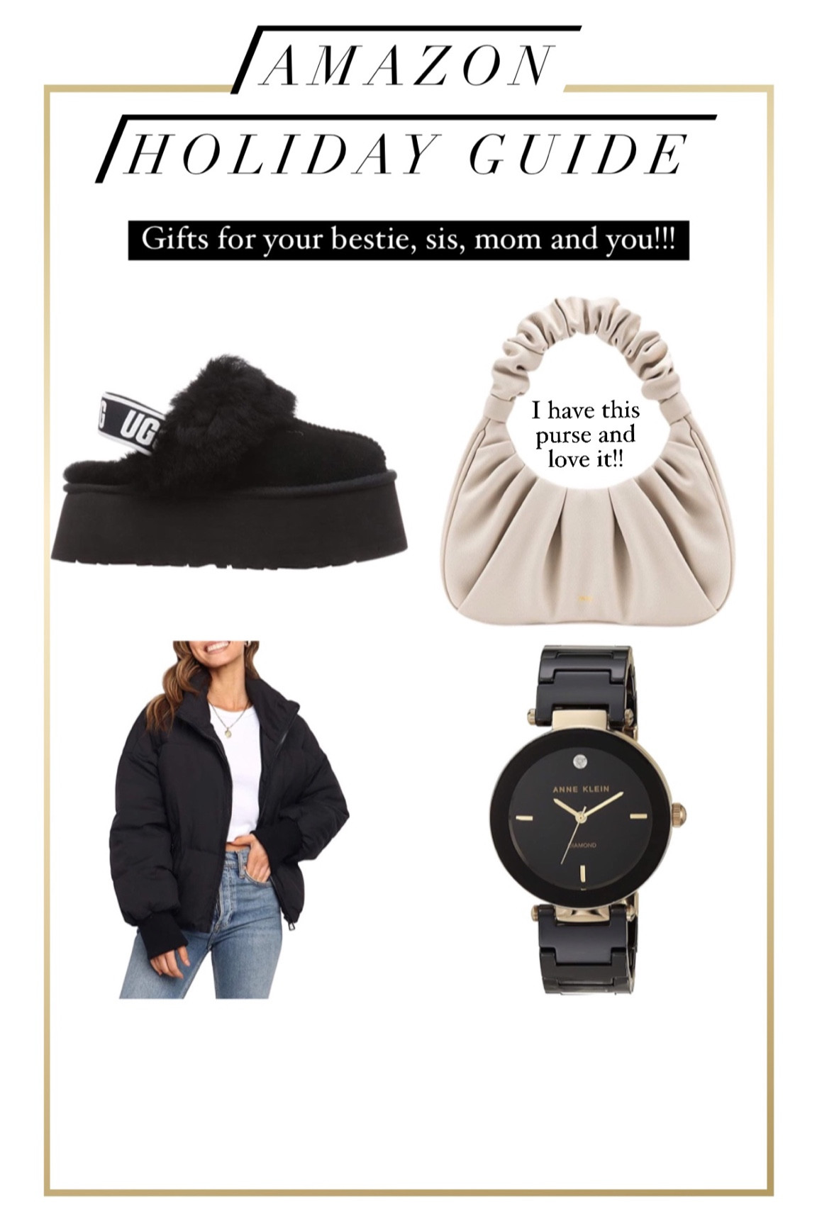 Amazon holiday gifts that won’t disappoint!! 🎁❄️🎄I have the white handbag and it’s one of my favs!! That black puffer is a bestseller!!
 @amazon #founditonamazon #ad

#LTKHoliday #LTKSeasonal #LTKGiftGuide