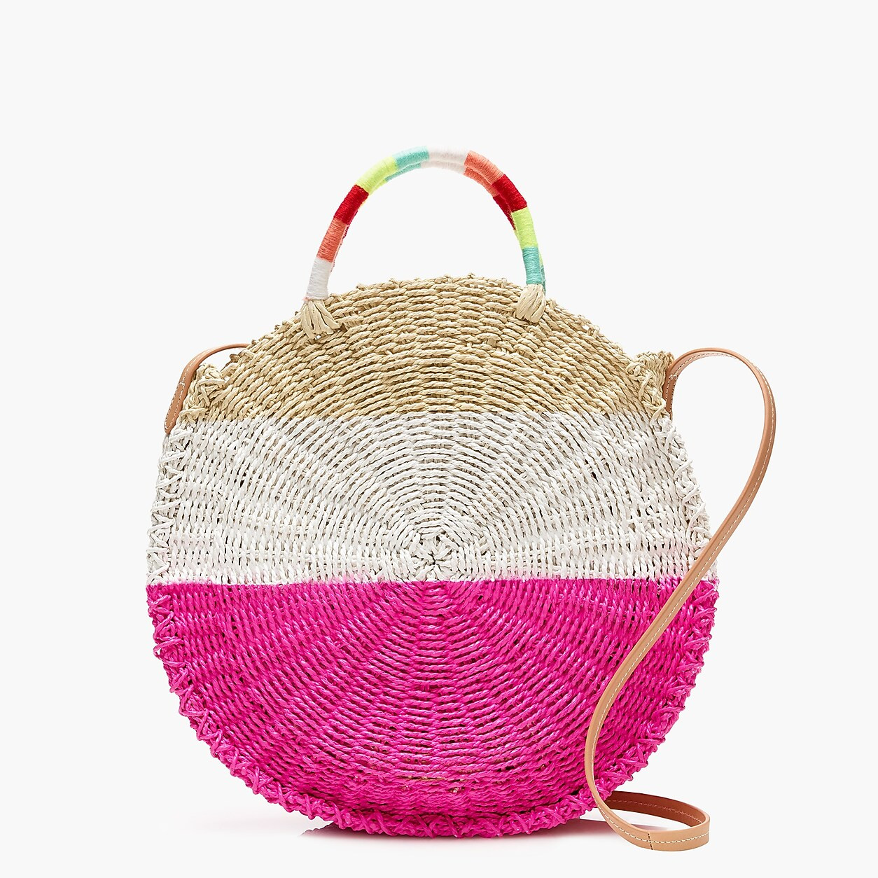 Circle straw tote in colorblock | J. Crew US
