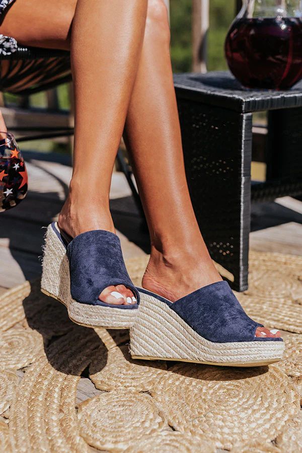 The Mariposa Faux Suede Wedge In Navy • Impressions Online Boutique | Impressions Online Boutique