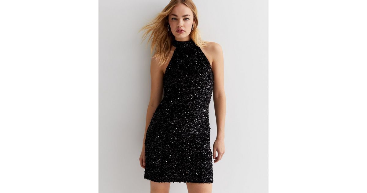 Black Sequin Halter Neck Mini Dress
						
						Add to Saved Items
						Remove from Saved Items | New Look (UK)